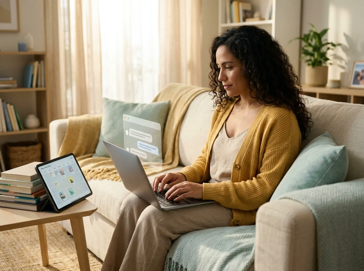 A brand manager reading new mentions and their mood on a laptop